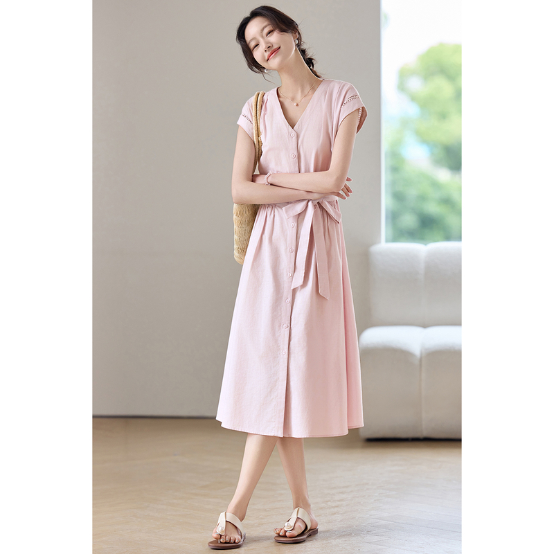 Abito Midi Rosa da Donna SENTU - Linen Dress Wrap recensione e prezzo